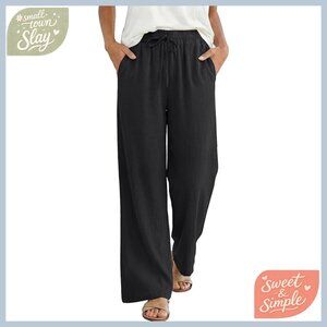Wide Leg Palazzo Pants High Waisted Elastic Casual Summer Loose